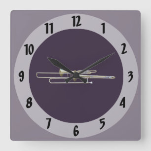 Two Trombones Square Wall Clock