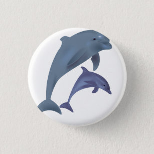 Two Tropical dolphins jumping beside each other 3 Cm Round Badge
