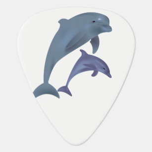 Two Tropical dolphins jumping beside each other Guitar Pick