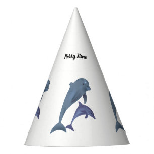 Two Tropical dolphins jumping beside each other Party Hat