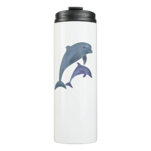 Two Tropical dolphins jumping beside each other Thermal Tumbler