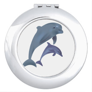 Two Tropical dolphins jumping beside each other Vanity Mirror