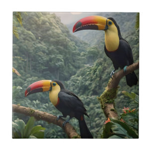 Two Tropical Toucan Birds, Tile