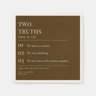 Two Truths and a Lie Fun Fact Wedding Red & Pink Napkin