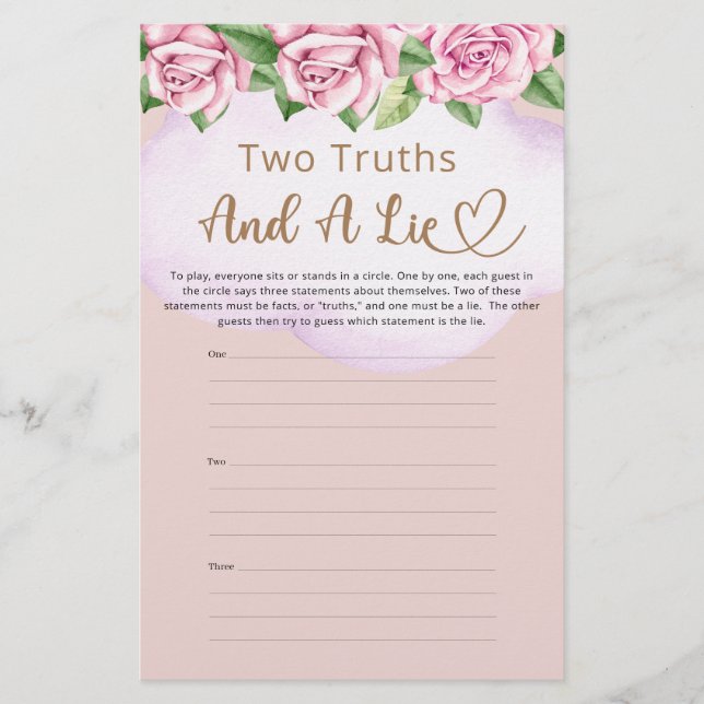 Two Truths And A Lie Girl Baby Shower  (Front)