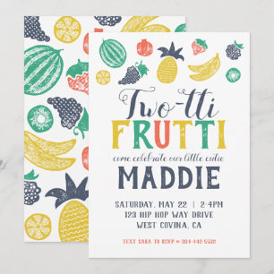 Two-tti Fruiti Second Birthday Invitation