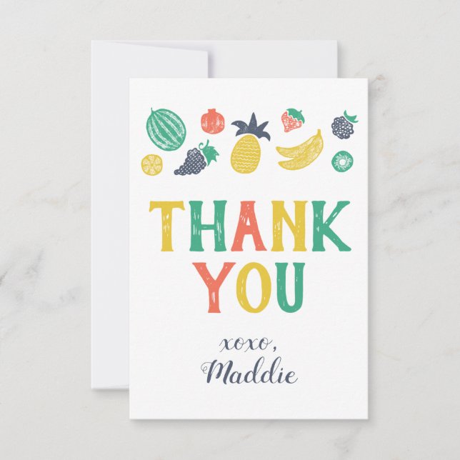 Two-tti Fruiti Second Birthday Thank You Card (Front)