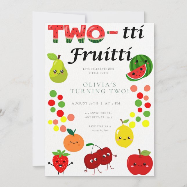 Two-tti Fruitti Birthday Party Invitation (Front)