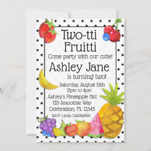 Two-tti Fruitti Tropical Fruit 2nd Birthday Invitation