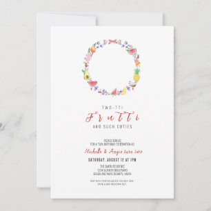 Two-tti Fruitti Twin Birthday, Summer 2nd Birthday Invitation