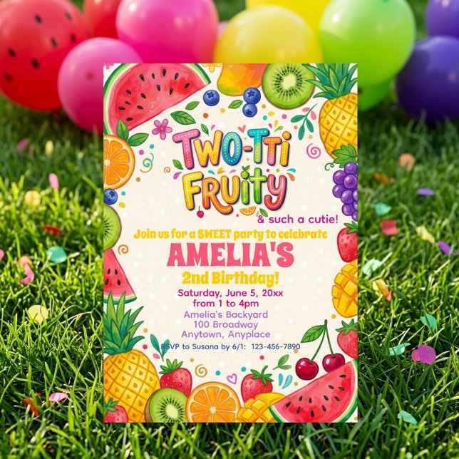 Two-tti Fruity 2nd Birthday Party Invitation (Creator Uploaded)