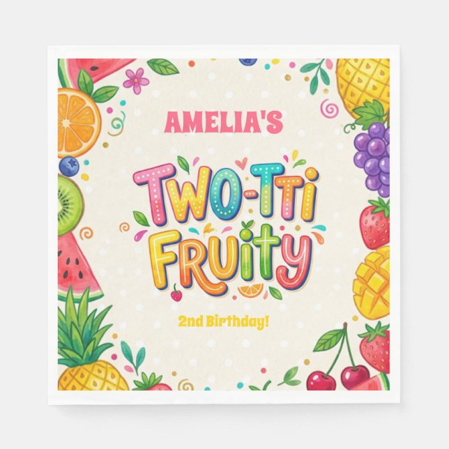 Two-tti Fruity 2nd Birthday Party Napkin (Front)