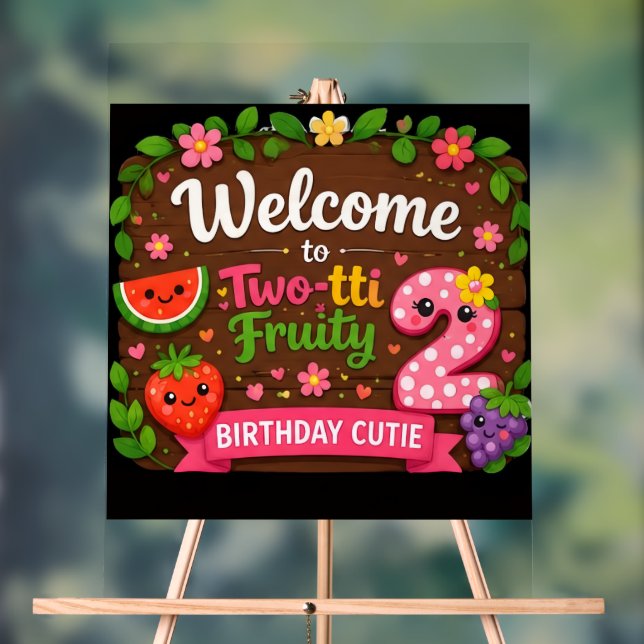 Two-tti Fruity Birthday Welcome Sign (Neutral)