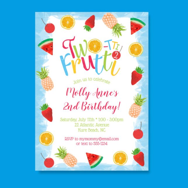Two-tti Frutti 2nd Birthday Cute Fruits Invitation (Creator Uploaded)