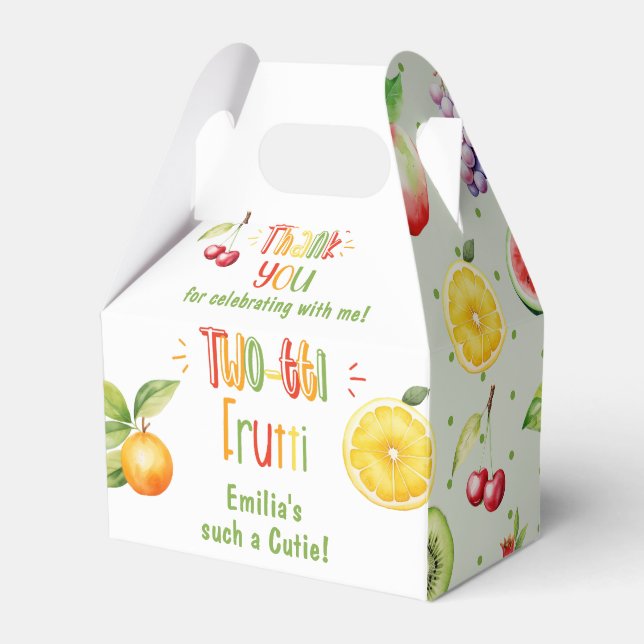 Two-tti frutti 2nd birthday party thank you favour box (Front Side)