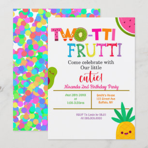 Two-tti Frutti  2nd Girl Birthday Party Invites