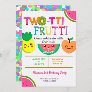 Two-tti Frutti  2nd Girl Birthday Party Invites