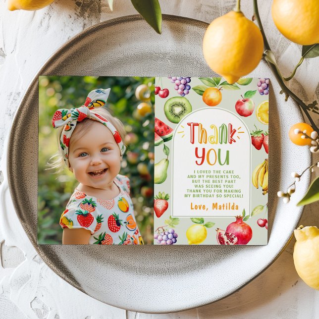 Two-tti frutti birthday photo thank you card (Creator Uploaded)