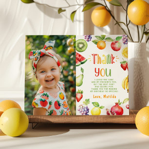 Two-tti frutti birthday photo thank you card