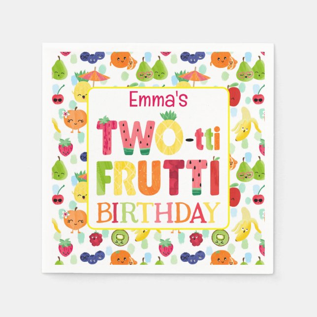 Two-tti Frutti Cutie Fruit 2nd Birthday Party Napkin (Front)