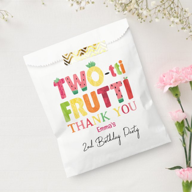 Two-tti Frutti Cutie Fruit 2nd Birthday Thank You Favour Bags (Sealed)