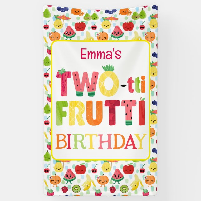 TWO-tti Frutti Cuties 2nd Birthday Party Banner (Vertical)