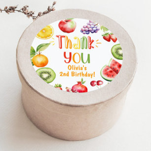 Two-tti frutti fruit party thank you classic round sticker