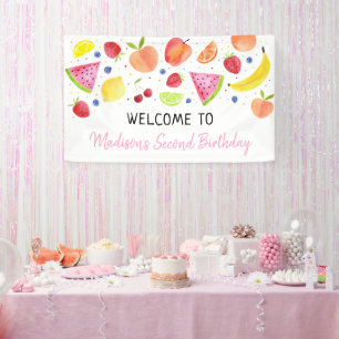 Two-tti Frutti Fruit Second Birthday  Banner