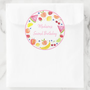 Two-tti Frutti Fruit Second Birthday  Classic Round Sticker