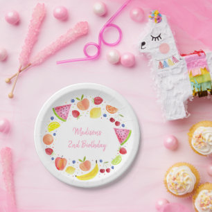 Two-tti Frutti Fruit Second Birthday Paper Plate