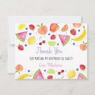 Two-tti Frutti Fruit Second Birthday Thank You Card