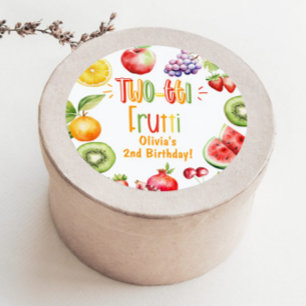 Two-tti frutti girl 2nd birthday party classic round sticker