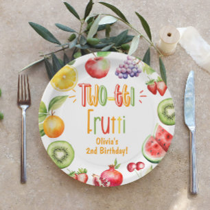 Two-tti frutti girl 2nd birthday party paper plate