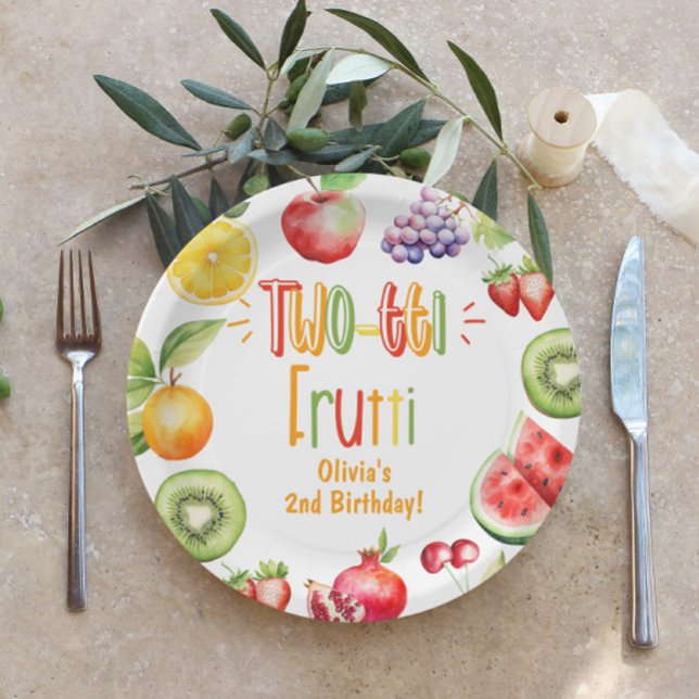 Two-tti frutti girl 2nd birthday party paper plate (Creator Uploaded)