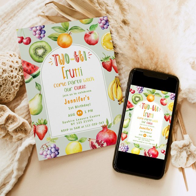Two-tti Frutti little cutie fruits 2nd birthday Invitation (Creator Uploaded)