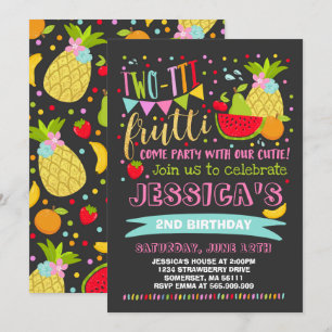 Two-tti Frutti Party Invitation 2nd Birthday Party