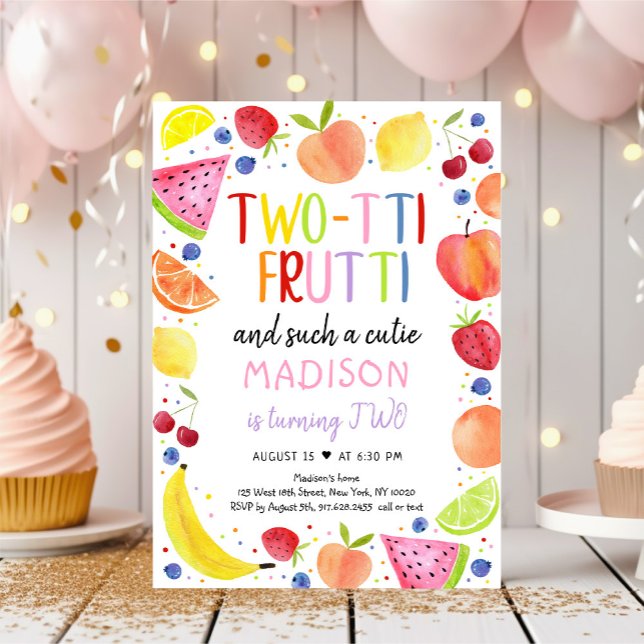 Two-tti Frutti Such A Cutie Second Birthday Invitation (Creator Uploaded)