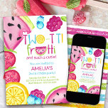 TWO-tti Frutti Such a Cutie Summer Fruit Birthday Invitation<br><div class="desc">Two-tti frutti and such a cutie! Fun and colourful birthday invitation for a little girl's 2nd birthday. The invite is decorated with bright summer fruits - melon, strawberries, lemon, blueberries and rasperries. The title reads "Two-tti frutti and such a cutie" and the template is ready for you to personalise with...</div>