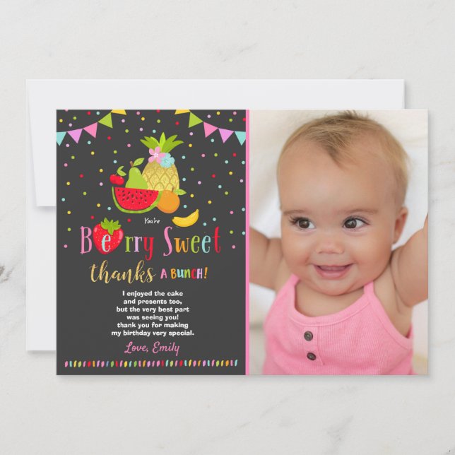 Two-tti Frutti Thank You Card Two-tti Frutti Party (Front)