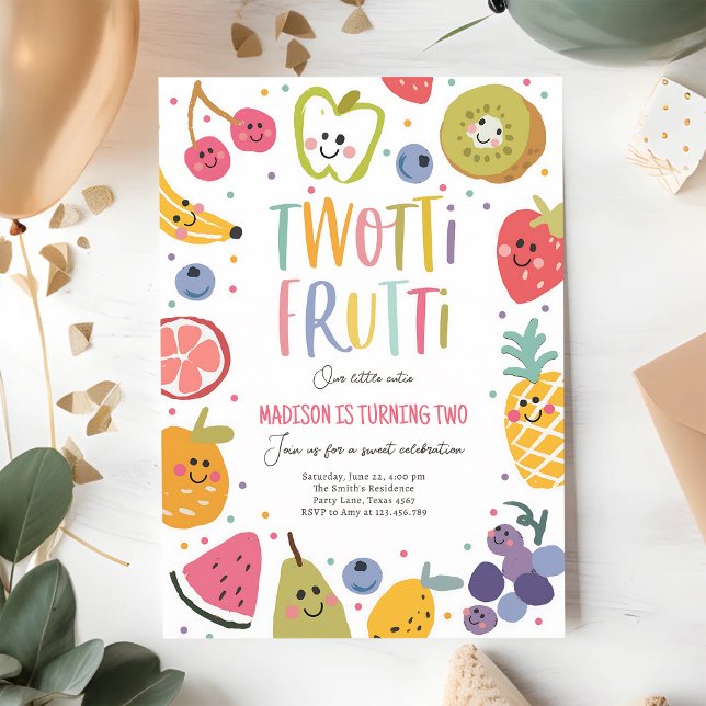 Two-tti Frutti Tropical 2nd Birthday Invitation (Creator Uploaded)