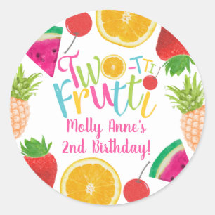 TWO-tti Frutti Tutti Frutti Girl 2nd Birthday Classic Round Sticker