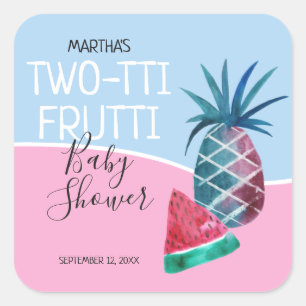Two-tti Frutti Twins Baby Shower Square Sticker