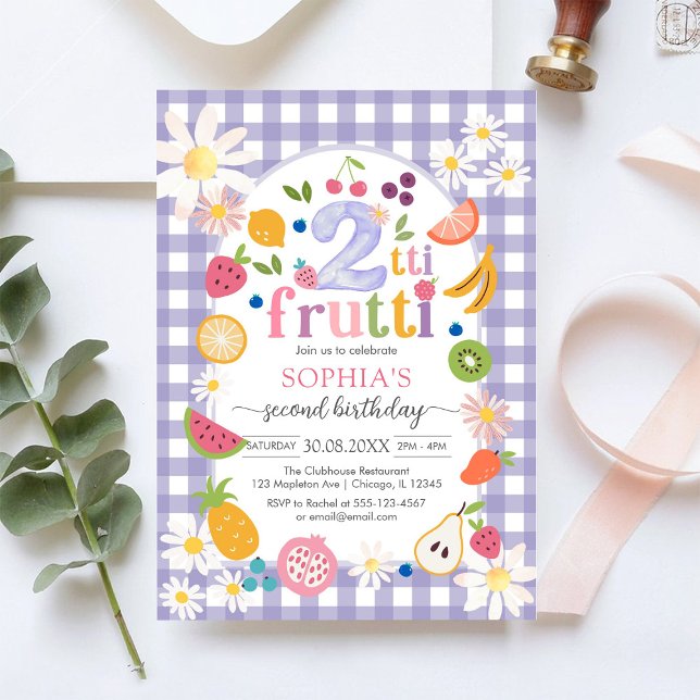 Two-tti Frutti Twotti Fruit Tropical 2nd Birthday  Invitation (Creator Uploaded)