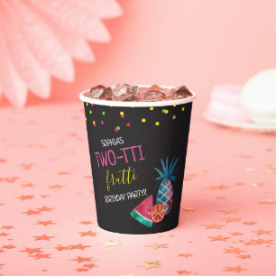 Two-tti Frutti Watercolor 2nd Birthday Party Paper Cups