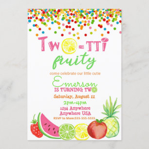 two-tto frutti 2nd Birthday Tutti Frutti watercolo Invitation