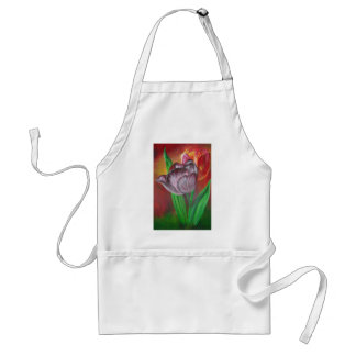 Two Tulips Against Red Background Standard Apron