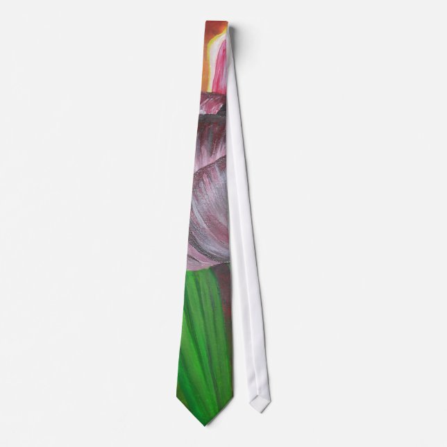 Two Tulips Against Red Background Tie (Front)