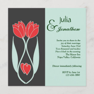 Two Tulips Art Nouveau Style Wedding Invitation