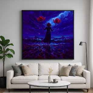 Two Tulips - Fantasy Silhouette Design Poster