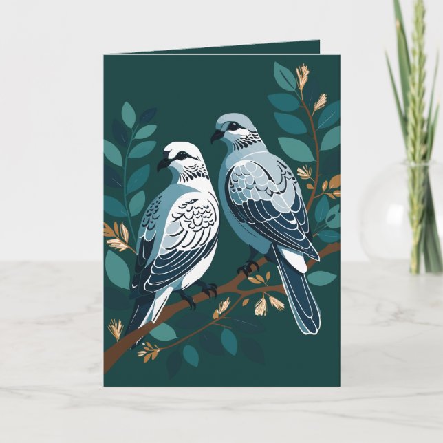 Two Turtle-Dove Stencil-Style Holiday Card (Front)
